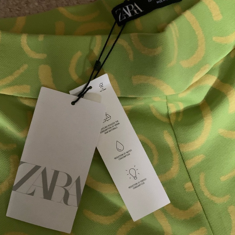 zara green and yellow pants NWT